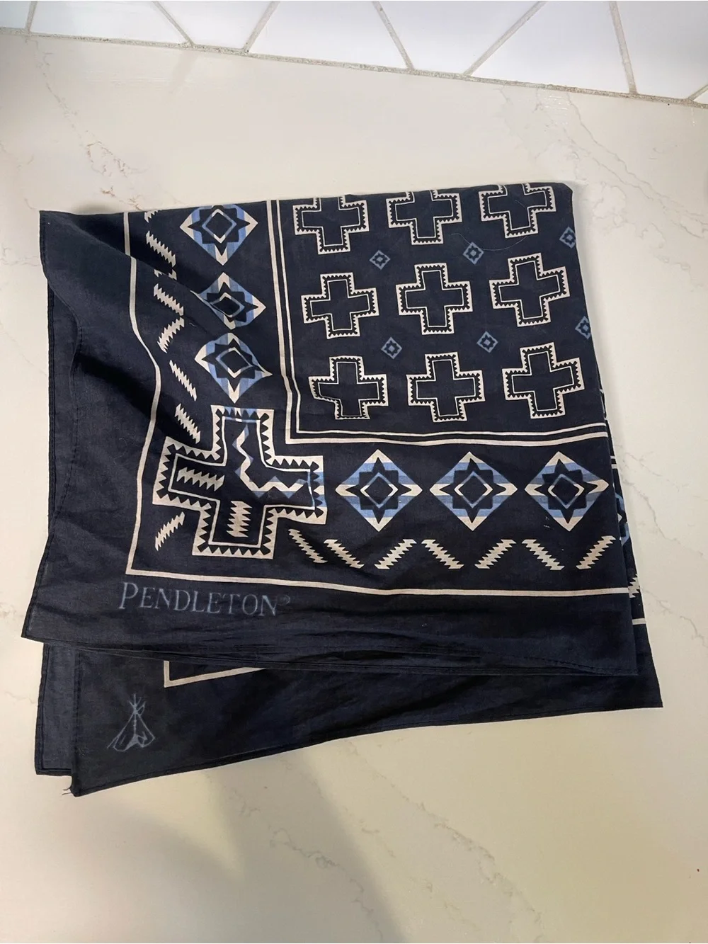 Pendleton Black and Cream Southwestern Print Scarf
